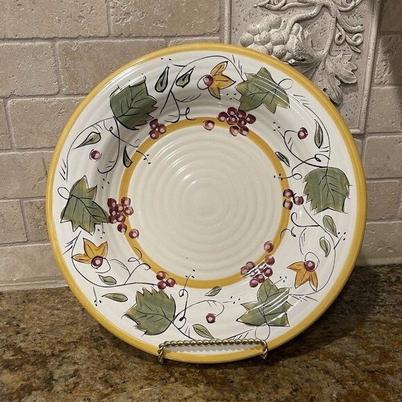 Pier‎ 1 Imports Bowl Plate 10.75" Chateau Napa Hand Painted Pasta Ceramic EUC - Picture 1 of 6